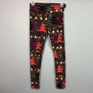 LuLaRoe Red and Orange Leggings Vibrant Style